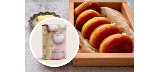 Vanilla Cream Doughnuts with Dobos Caramel Glaze